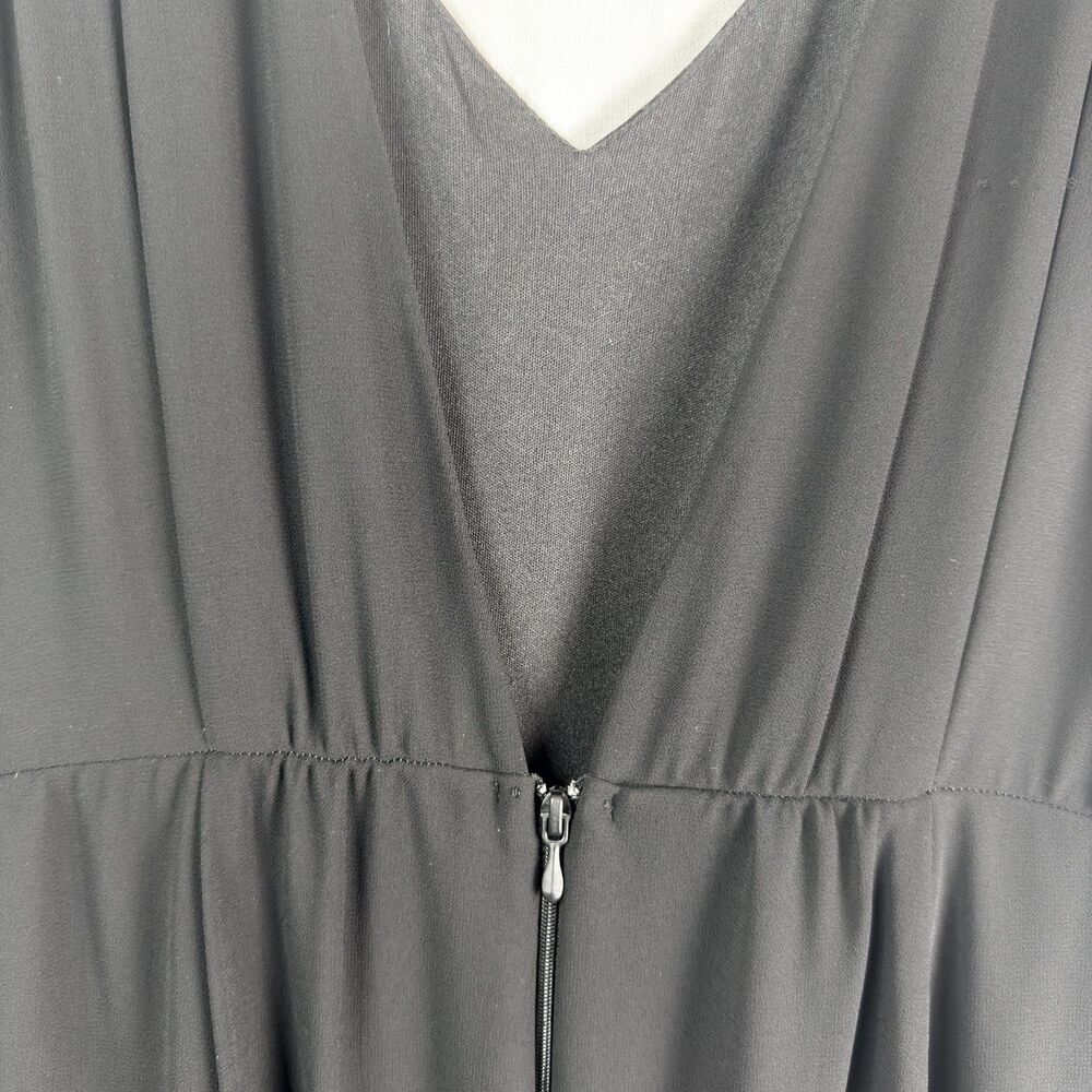 show me your mumu black chiffon maxi dress sleeveless v neck zip back size large - Picture 8 of 9